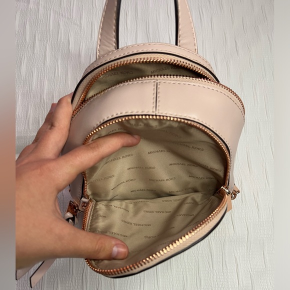 MICHAEL KORS Rhea Mini Leather Backpack Studded Soft Pink - Picture 10 of 12